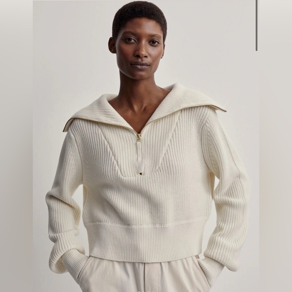 Varley Tops - Varley Mentone Half-Zip Knit Pullover, Egret - S